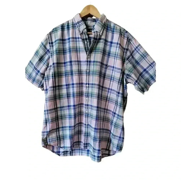 Ralph Lauren Pink Blue Plaid Cotton Men's Button Shirt Size XL Tall - Picture 1 of 12